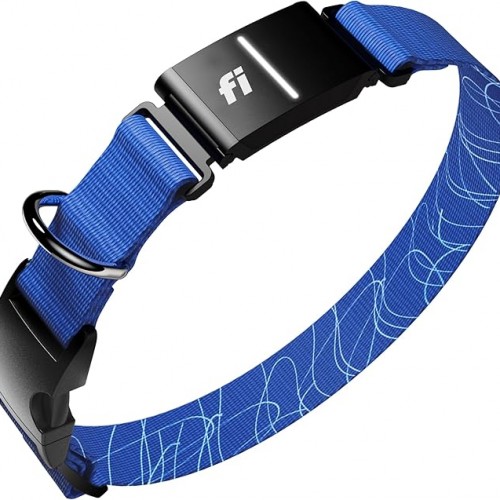 New Fi Series 3+ Smart Dog Tracker Collar [6 Month Membership Included] GPS Tracker for Dogs with Health & Behavior Monitoring, Escape Alerts, Waterproof, LED, Apple Watch Compatible (Blue, Large)