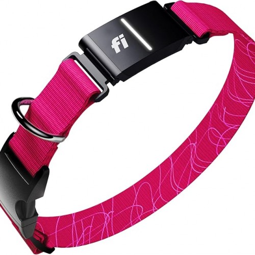 New Fi Series 3+ Smart Dog Tracker Collar [6 Month Membership Included] GPS Tracker for Dogs with Health & Behavior Monitoring, Escape Alerts, Waterproof, LED, Apple Watch Compatible (Pink, Small)