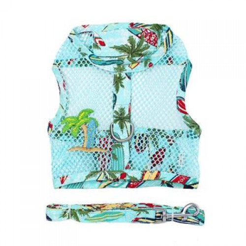 [10% OFF] Cool Mesh Dog Harness with Leash - Surfboards and Palms